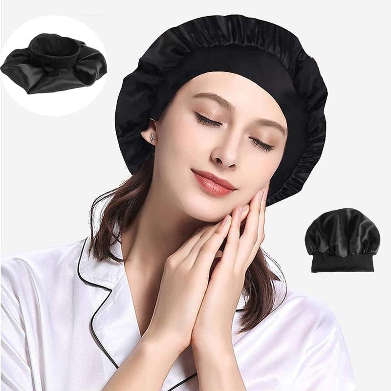 Product Introduction of Silk Hair Wrap for Sleeping, Hair Bonnet, 1pcs Night Sleep Cap for Women Girls, Hair Care Head Cover Elastic Hat for Black Curly Hair. Accessory Shower 5