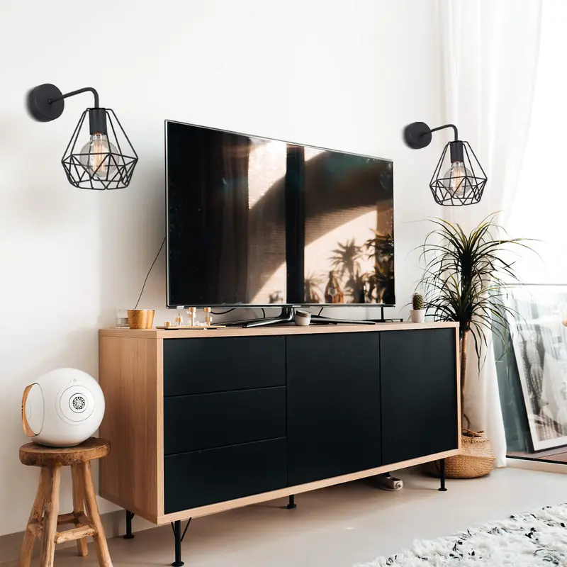 GoDyna 2PCS Vintage Birdcage Lampshade Retro DIY Black Lampshade Metal Wire Cage Lamp Shade Industrial Geometric Ceiling Pendant Light Shade for Wall Light Kitchen Living Room Hallway Indoor Outside 7