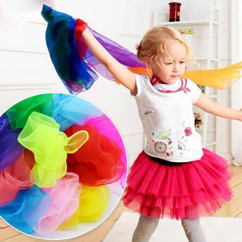 Product Introduction of 10PCS Dance Scarves and 1 Storage bag, children's dance juggling scarf, multicolor square juggling scarf, performance props accessories, 60 x 60 cm, for stage performance costume matching 1