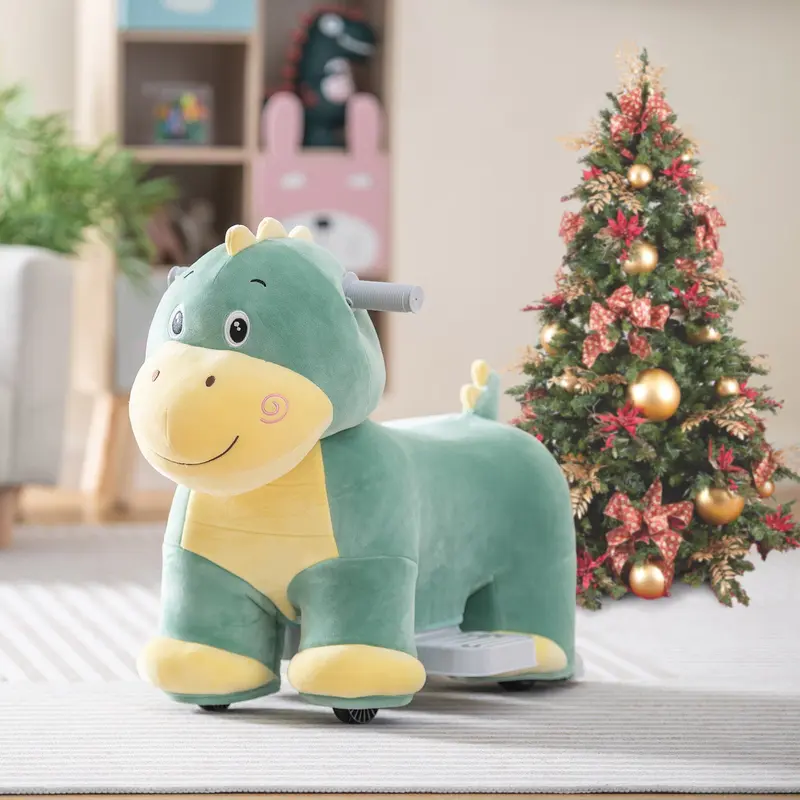 6V Electric Animal Ride On Toy with Music Function-Green 1