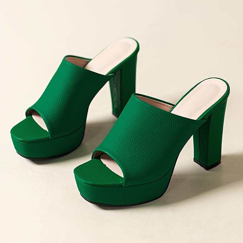 Product Introduction of Women's Solid Color Elegant Sandals, Slip On Chunky Heel Dressy Shoes, Summer Party Banquet Shoes 0