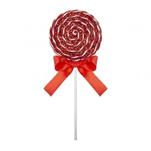 Christmas Red & White Glitter Lollipop Decoration 24cm
