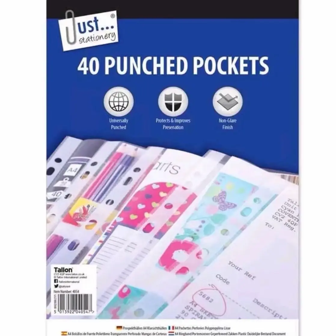 A4 Punched Pockets Poly Pockets, Pack Of 40, Office Filling Products