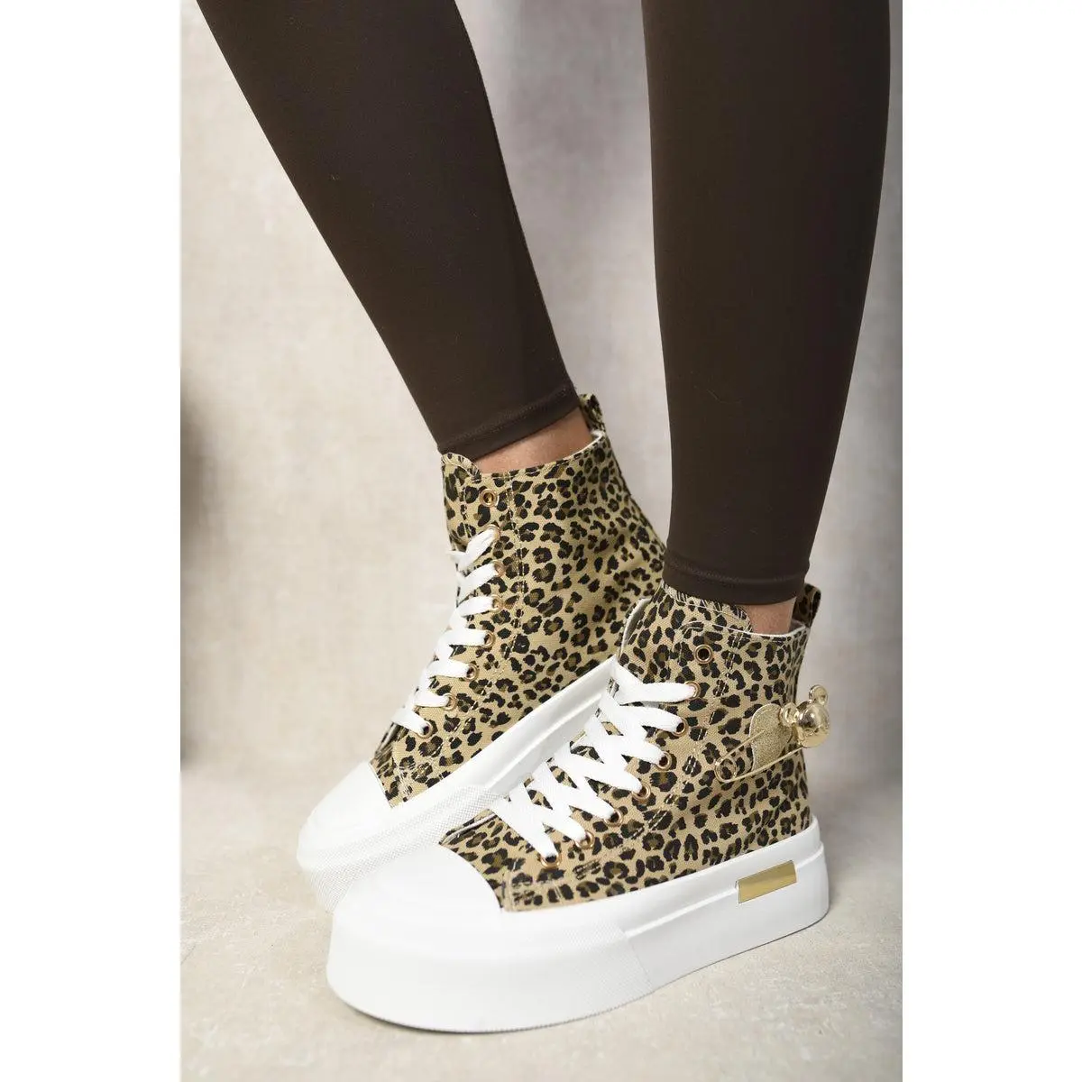 High Top Lace Up Platform Ankle Trainers with Decorative Detail Footwear Closed
