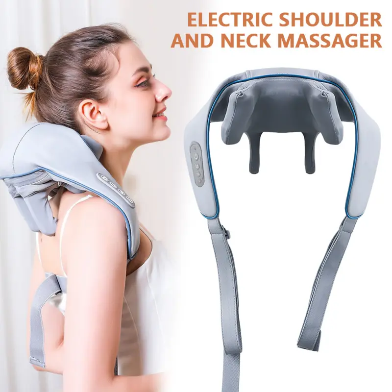 Electric Neck and Shoulder Massager Shiatsu Back Neck Massager with Heat Gray