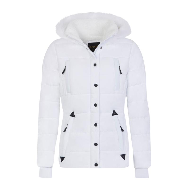 Spindle Womens Ladies Premium Quality Hooded Short Fur Parka Quilted Padded Puffer Coat | Zip Side Pockets | Luxurious Detachable Faux Fur on Hood 6