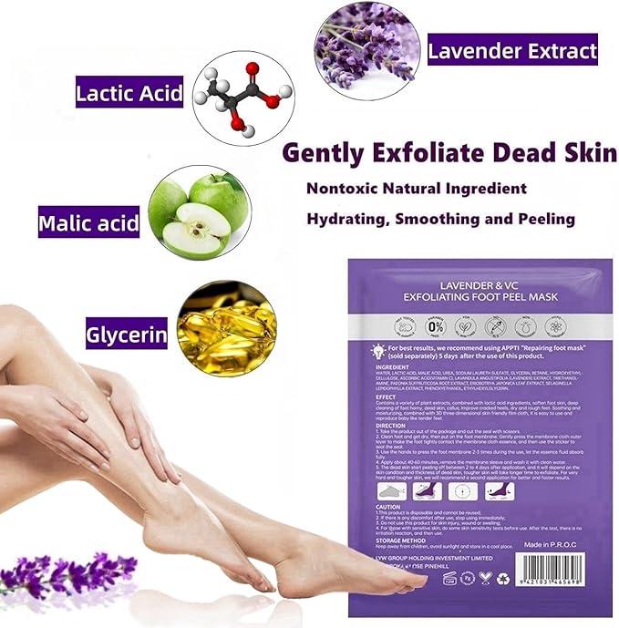 Foot Peel Mask 2 Pack, Foot Mask Callus Remover - Repair Heels & Removes Dry Dead Skin for Baby Soft Feet - Exfoliating Foot Peeling Mask for Hard Skin - Peeling 1