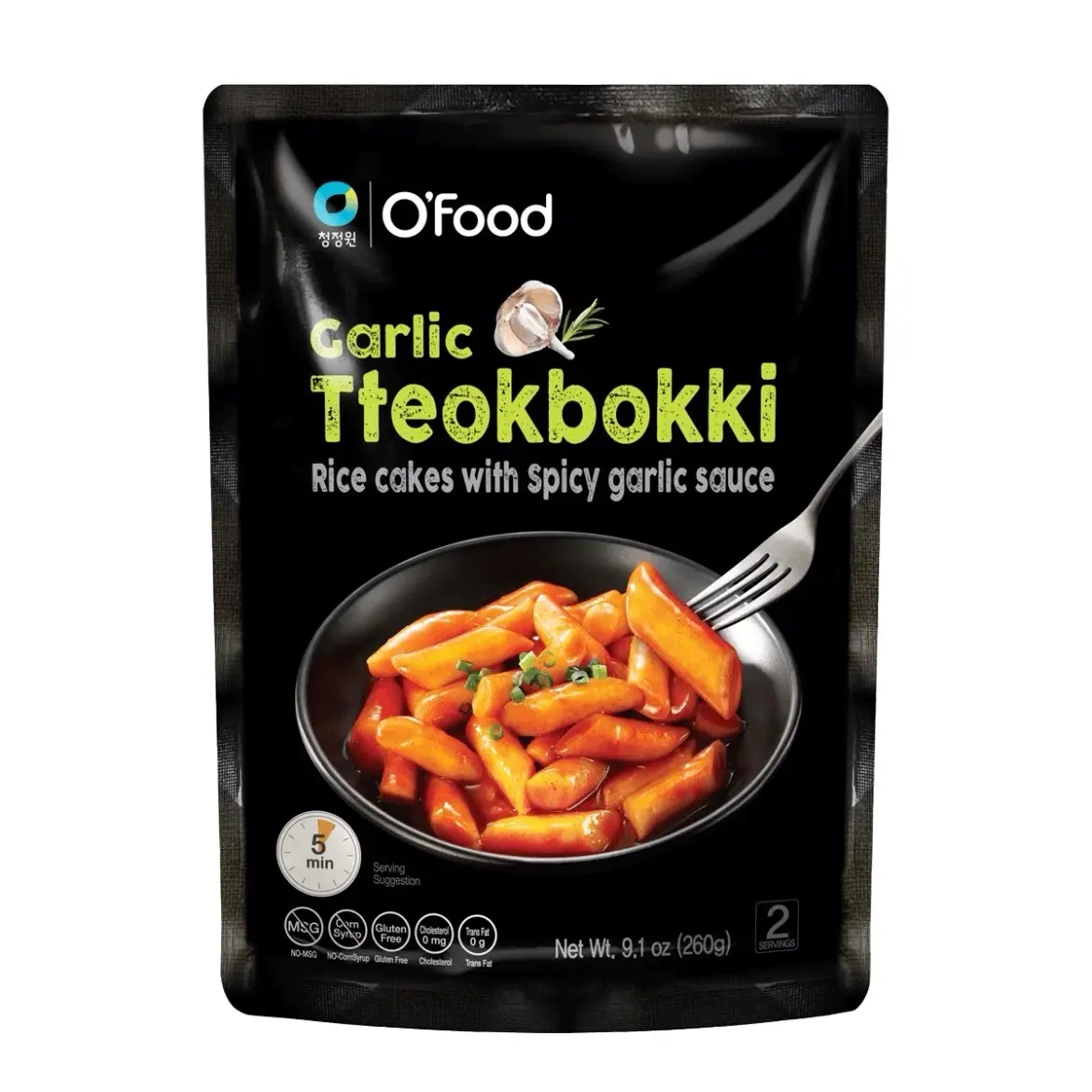 O'Food Original Tteokbokki Rice Cakes with Red Chilli and Garlic Sauce 260g