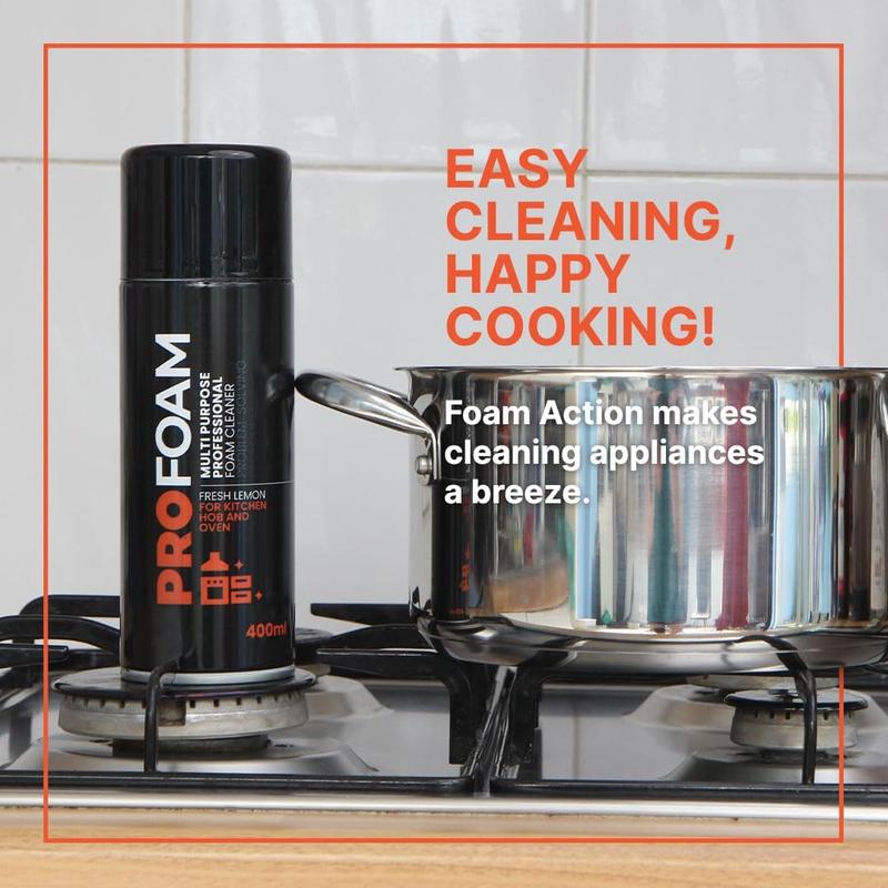 Profoam Oven, Grill & Barbecue Cleaner, Heavy Duty Oven Cleaner & Degreaser, Removes Baked On Food and Burnt-In Grease Fast, (400ml) Foam Spray, Made In The UK Household 3