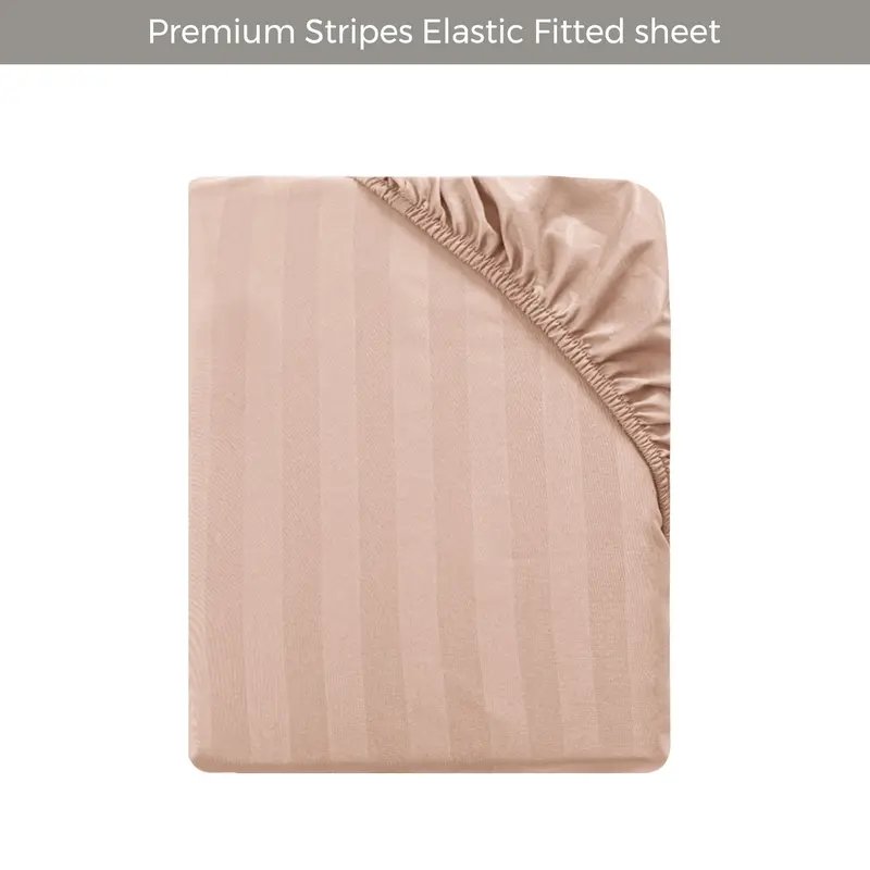 Tifl Stripe Fitted Sheets for Double Size Bed - Extra Deep 25CM Bed Sheets with Elastic Corners - Anti-Allergic Fade Resistance - Soft and Breathable - Skin-Friendly - Solid Pattern Design - Double King Size Bed Cover 5