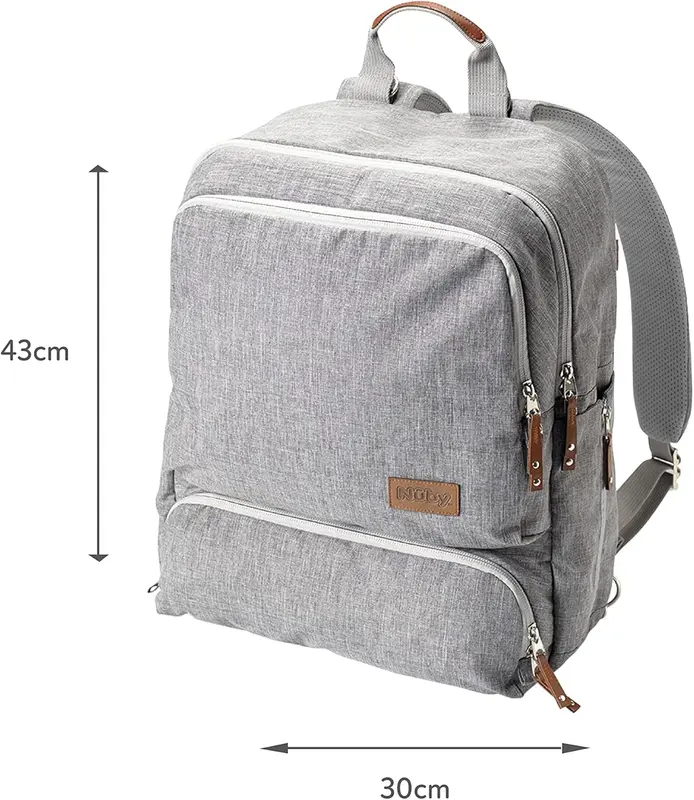 Nuby Baby Changing Bag with Changing Mat, Multiple Storage Pockets, Adjustable Padded Straps, Grey 4