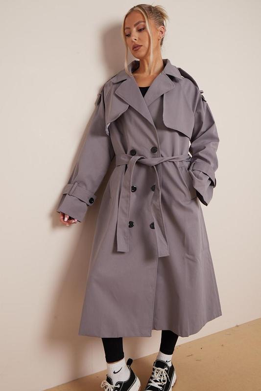 Product Introduction of KatchMe Women's Oversized Premium Waist Tie Double Breasted Trench Coat (UK 8-22),High-End Outerwear Jacket,Plain Minimalist Side Pocket Lady's Outfits 12