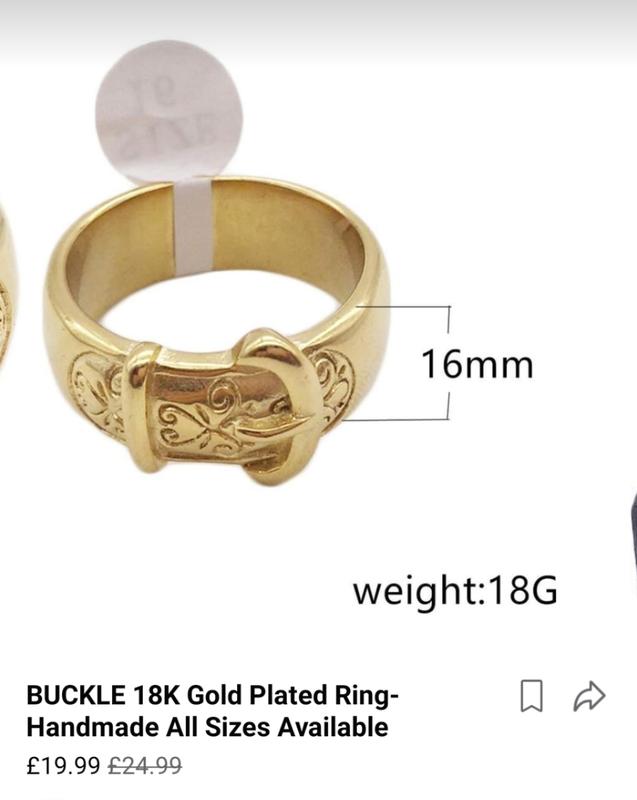 BUCKLE Ring Gold plated stainless steel 316 All size Available NO Tarnish 4
