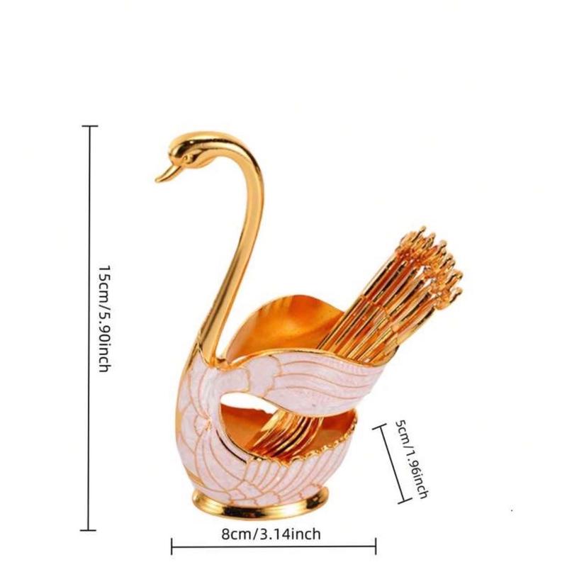 Set of 6 Tea Spoons with swan shaped Holder - Perfect for Any Tea Lover 1