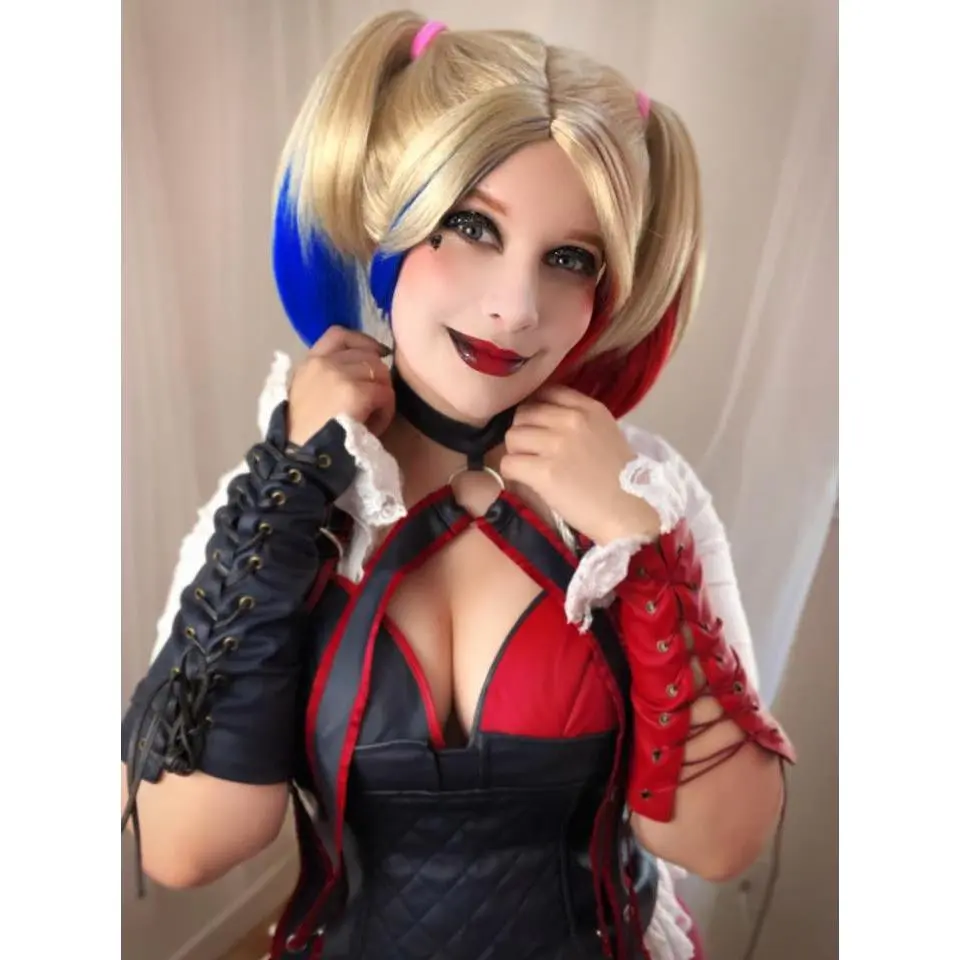 Womens Villain Harley Quinn Wig | Medium Fancy Wig | Premium Breathable Capless Cap
