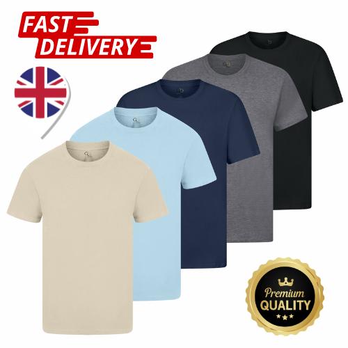5 Pack Mens T Shirts 100% Cotton Plain Short Sleeve Tee T-Shirt Tops Bulk Menswear Set 0