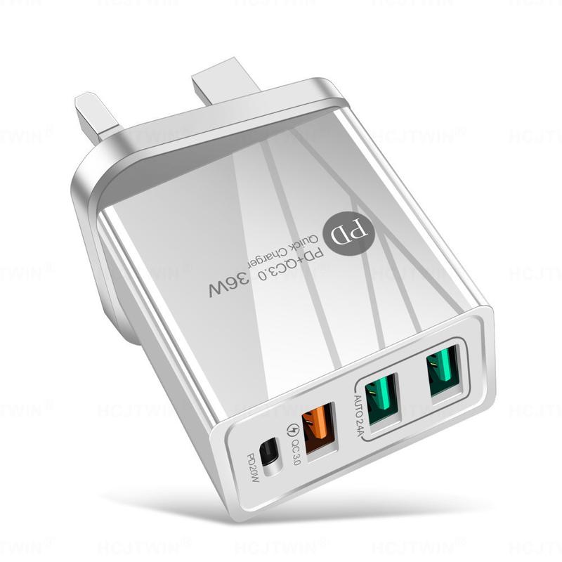 Product Introduction of 36W PD20W+QC3.0 2.4A dual USB fast charging mobile phone charger 2USB with PD charging head travel charger 20