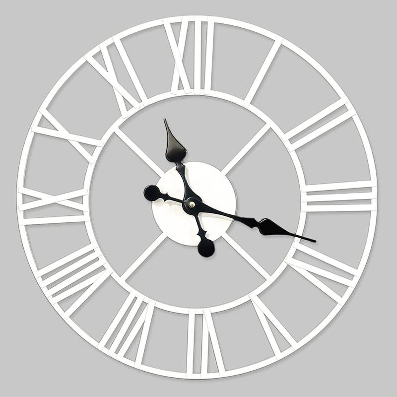 Extra Large Roman Numerals Skeleton Wall Clock Big Giant Open Face Round Home 1