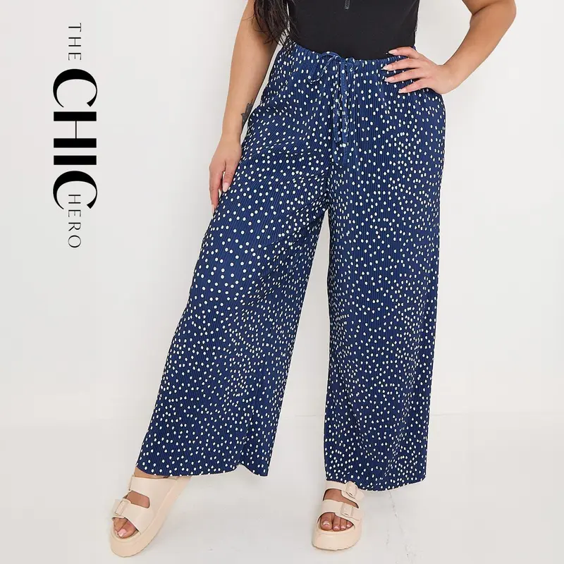ChicHero Multi Colour Autumn Winter Collection Elastic Waist Comfort Pleated Trousers with Comfortable Fit 4
