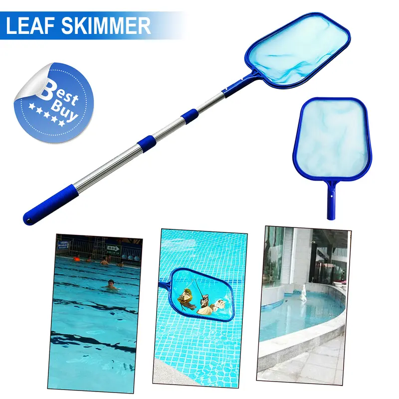 SWIMMING POOL DEBRIS LEAF SKIMMER THREE WAY TELESCOPIC MESH NET CLEANING POLE 5
