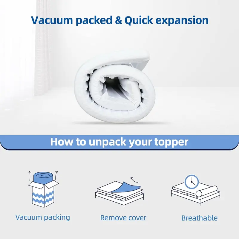 Dual-Layer 2 Inch Memory Foam Mattress Topper, Double Mattress Topper with Anti-mite & Breathable Knitting Cover, Cooling Mattress Topper for Back Pain (135x190x5cm) 7