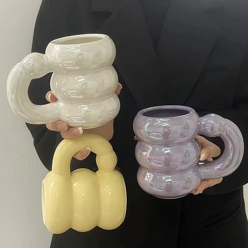 Product Introduction of 420ml Ceramic Chubby Mug Creative Nordic Coffee Cup Cute Office Afternoon Tea Cloud Mugs Kitchen Drinkware Home Accessories Tumbler Washable 3