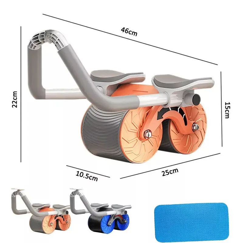 Abdominal Wheel Automatic Rebound Elbow Support and Timer for Waist & Abdomen Exercise Orange/Blue 1