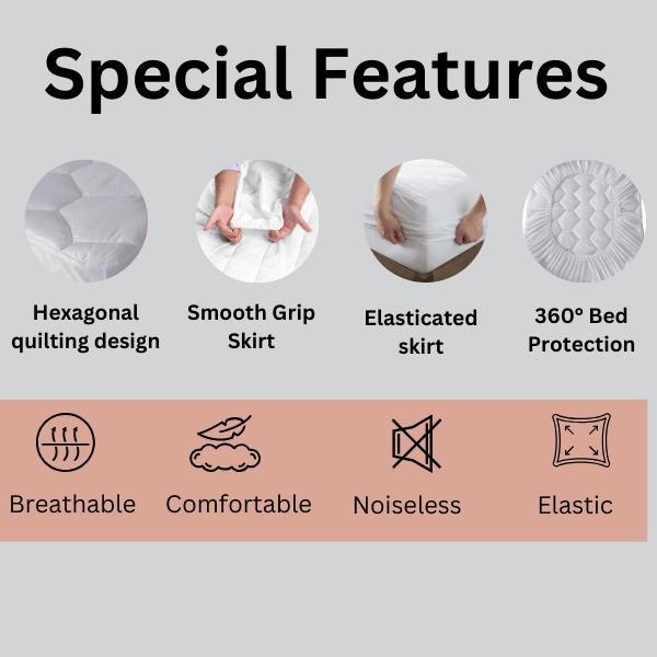 Quilted Mattress Protector 40cm Extra Deep Fitted Mattress Cover, 200 GSM Triple Filled Mattress Protector with Elastic Skirt, Breathable and Noiseless Bed Cover, Machine Washable (White) Soft luxury bedding  set bed  accessories cute  bedding  sets 3