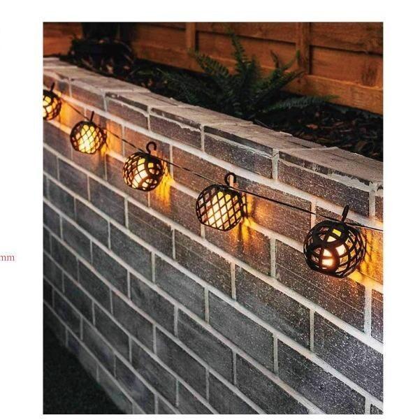 8PC SOLAR FLAME EFFECT LED RATTAN BALL STRING GARDEN LANTERN SOLAR FENCE LIGHT 4