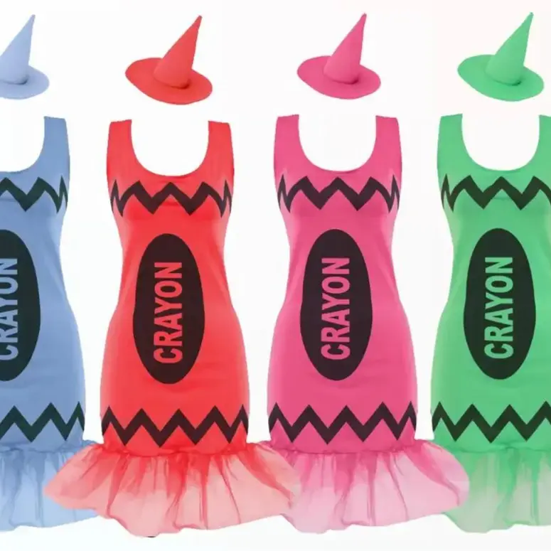 Ladies Crayon Dresses Book Day Costume Hen Do Adults Sexy Group Fancy Dress Womenswear Accessories Clothing Style Twist Underwear Outfit 0