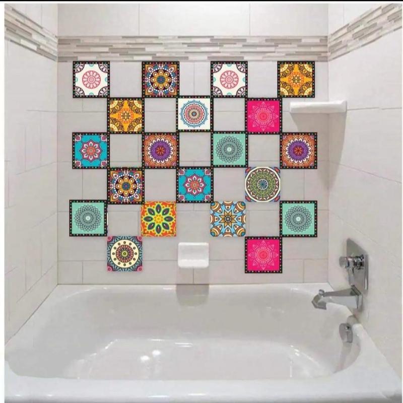12x Self Adhesive Colourful Tile Stickers For DIY Home-Kitchen-Table-bath Decor Decorative room decor 7