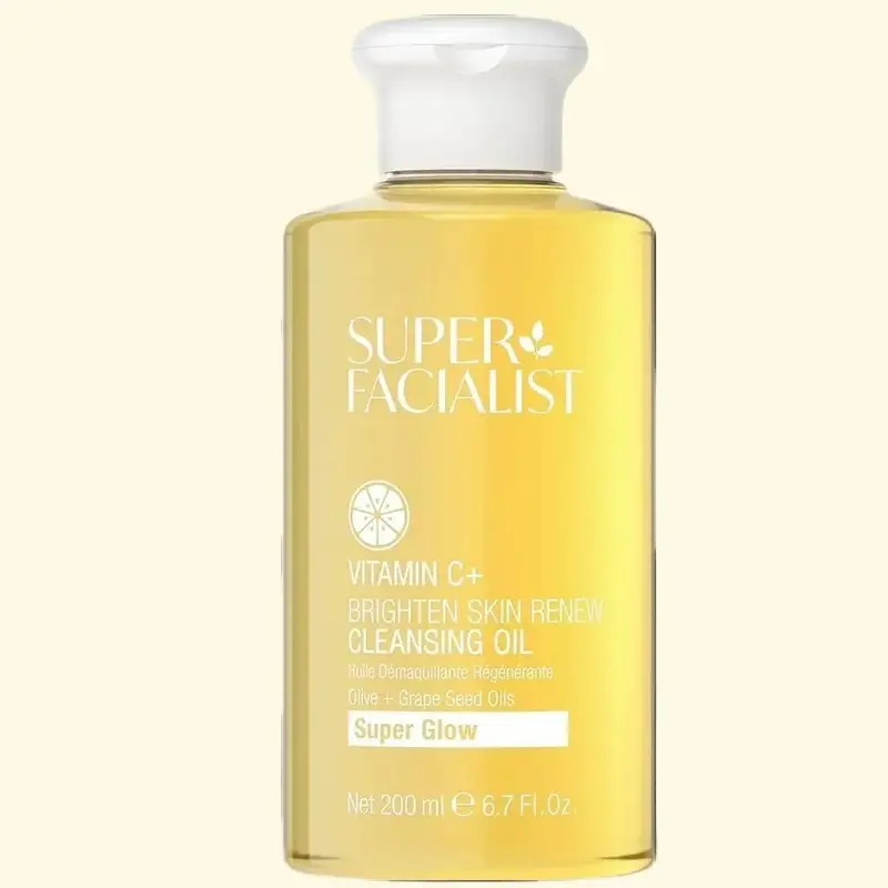 Super Facialist - Vitamin C + Brighten Skin Renew Cleansing Oil, Face Cleanser for Dissolving Makeup & Remove Daily Impurities, Contains Olive Oil, Vegan Friendly, 200ml (Cleansing Oil) 0
