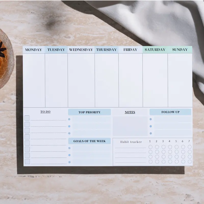 weekly To do list Notepad l A4 Tear-off weekly calendar Productivity Organizer office home + hourly schedule l desk planner l back to school l checklist l notepads task & goal planning l portable l plan l Desk accessories Stationary Agenda Study busy time 4