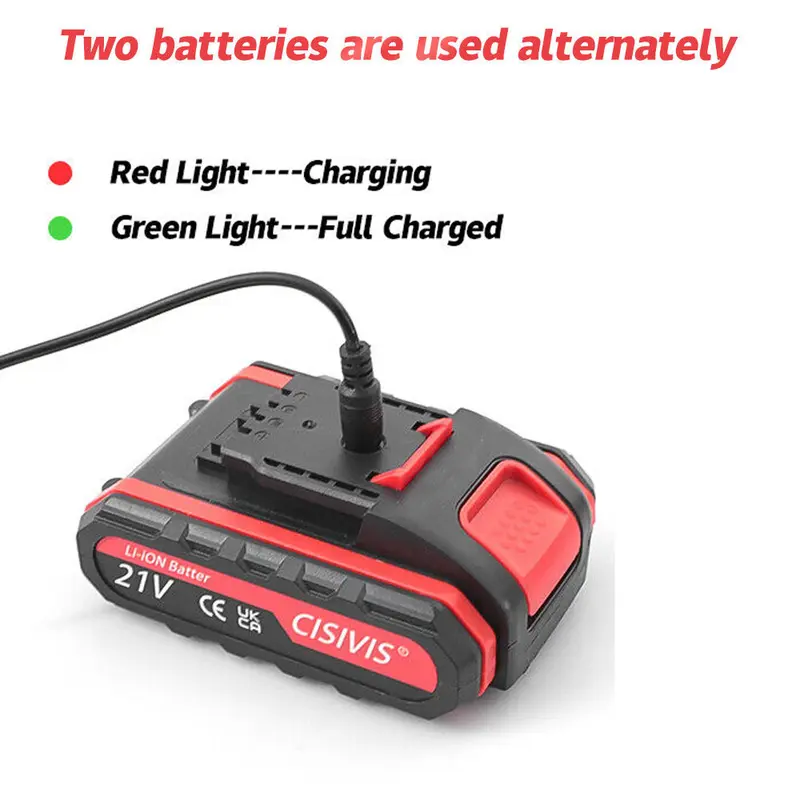 21V Cordless Combi Hammer Impact Drill Driver Electric Screwdriver Kit+2 Battery 7