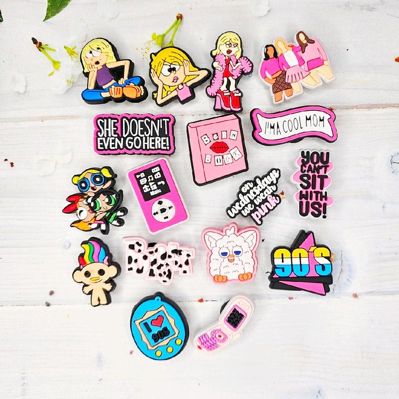 girly 90s themed shoe charms, 0
