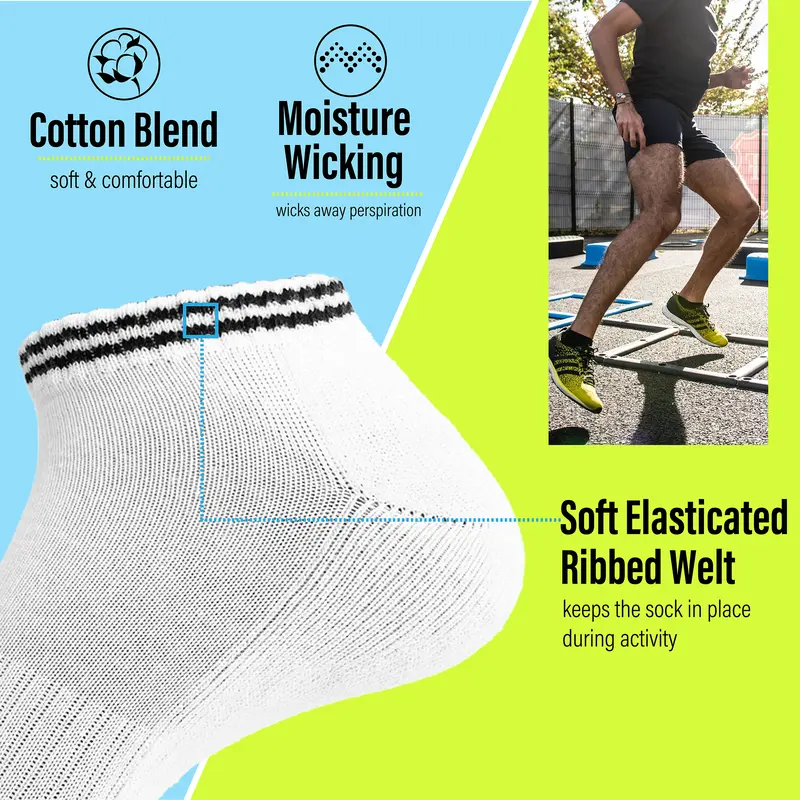 The Essentials Wardrobe Mens Socks 6 Pack Trainer Liner Gym Running Socks Arch Support Moisture Wicking Cushioned Soft Elasticated Ribbed Welt Mens Sports Socks Size 6-11 3