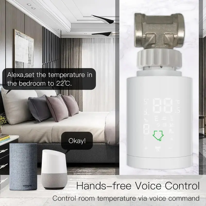 MOES ZigBee3.0 Radiator Actuator Programmable Thermostatic Valve Tuya Temperature Controller 2MQTT Alexa Google Voice Smart App 2