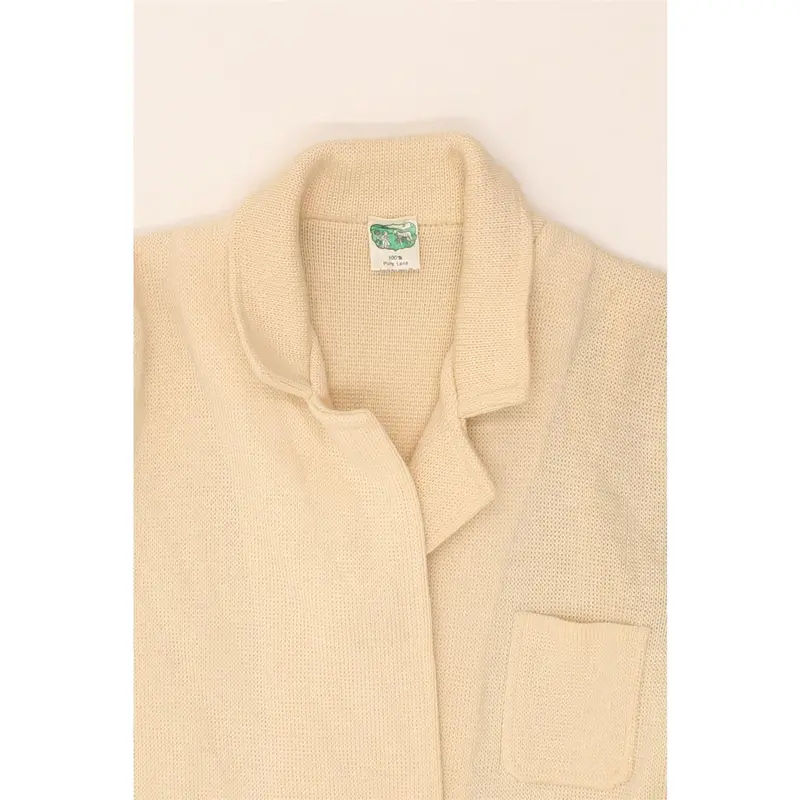 Pre-Owned VINTAGE Womens Knit Double Breasted Blazer Jacket UK 14 Medium Beige 3