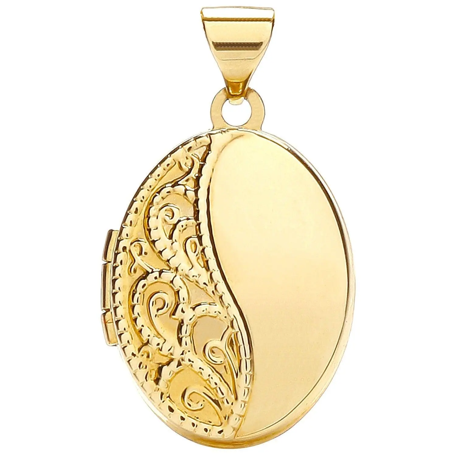 9ct Yellow Gold Oval Half Patterned Locket 118026