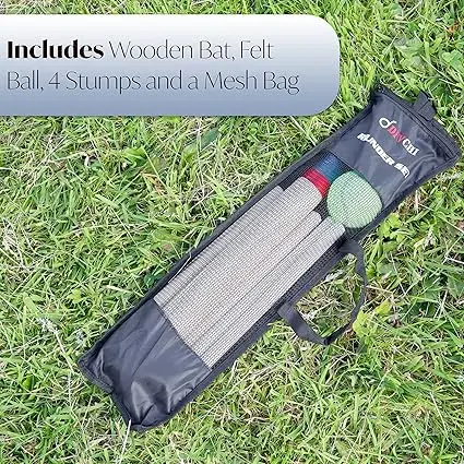 6 Piece Wooden Rounders Set & Carry Bag - Baseball Bat & Soft Tennis Ball Garden Fun Play Set 3