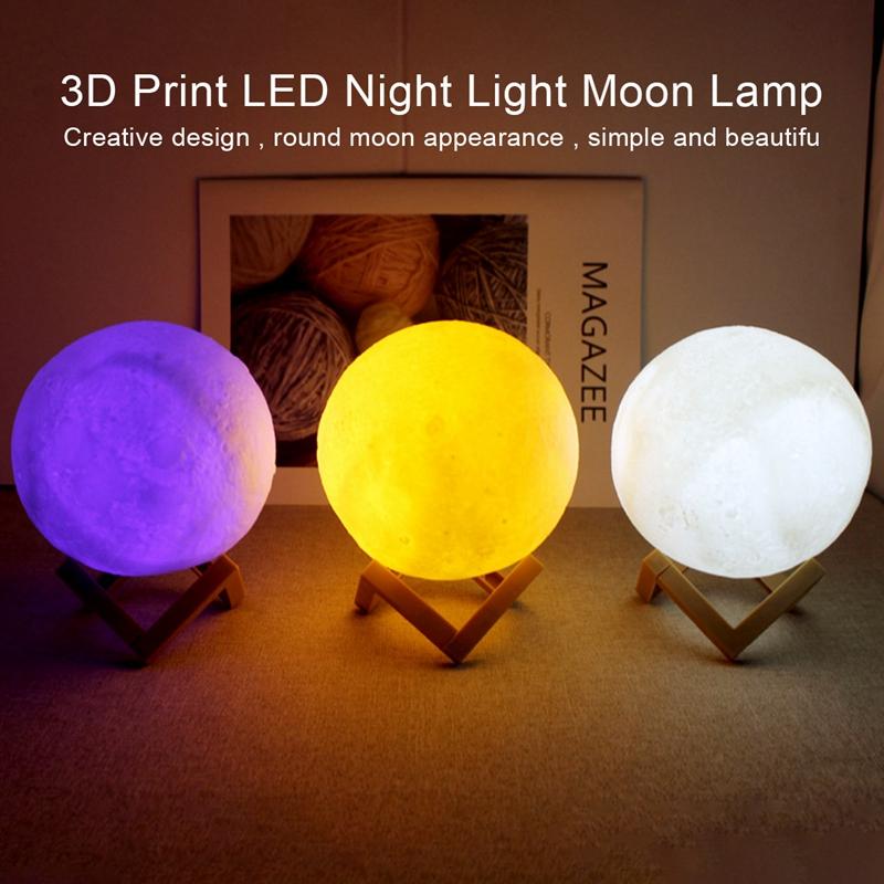 Product Introduction of 8Cm Moon Lamp LED Night Light Battery Powered with Stand Starry Lamp Bedroom Decor Night Lights Kids Gift Moon Lamp 2