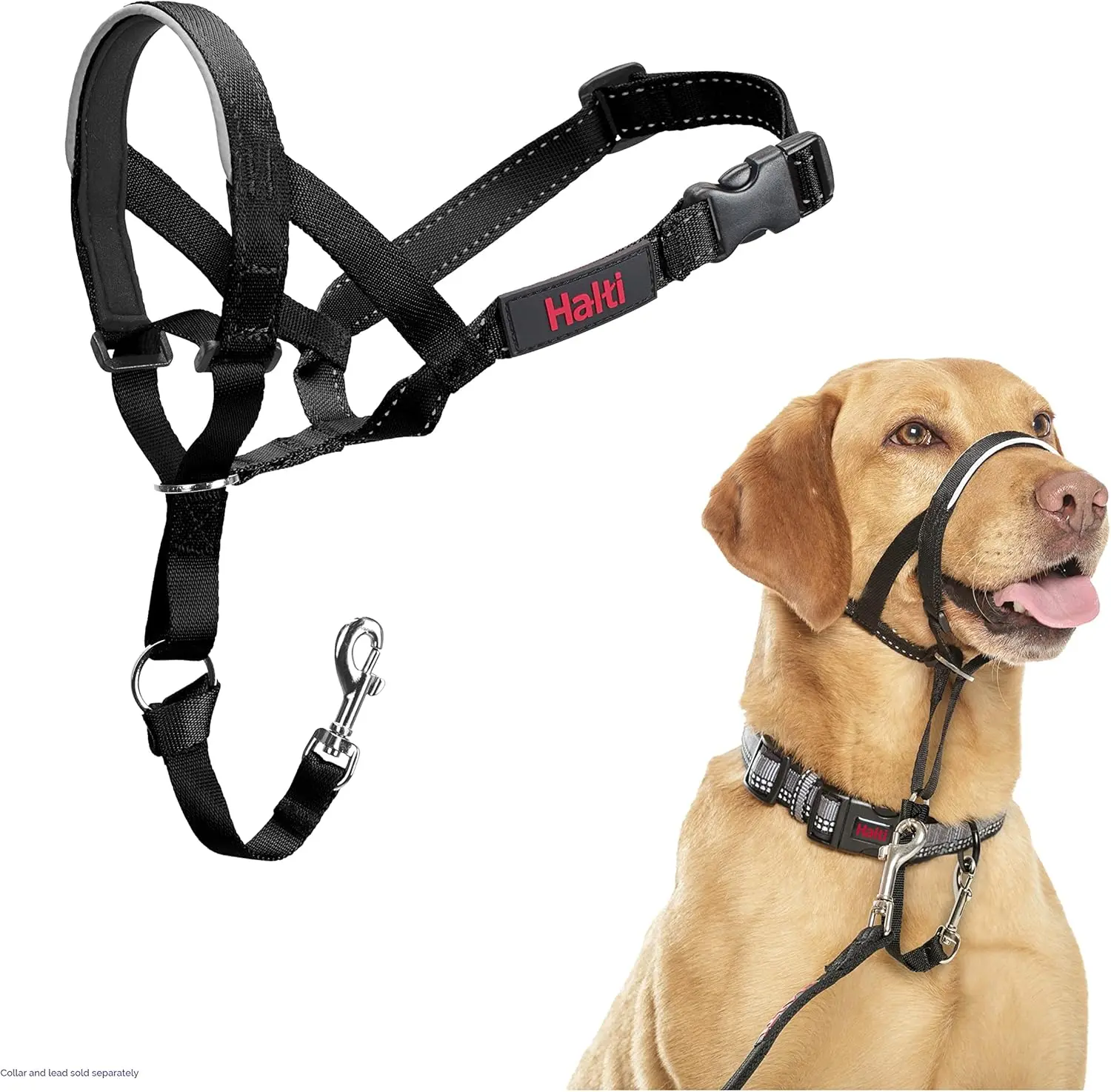Headcollar Size 3 Black, UK Bestselling Harness to Stop Pulling on the Lead, Easy to Use, Padded Nose Band, Adjustable & Reflective, Professional Anti-Pull Training Aid for Medium Dogs