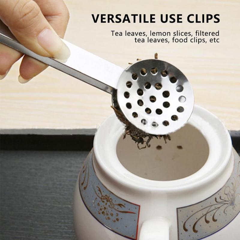 Tea Bag Squeezer Tongs | Stainless Steel Non-Slip Strainer & Holder | Mini Serving Clip for Kitchen & Bar 3