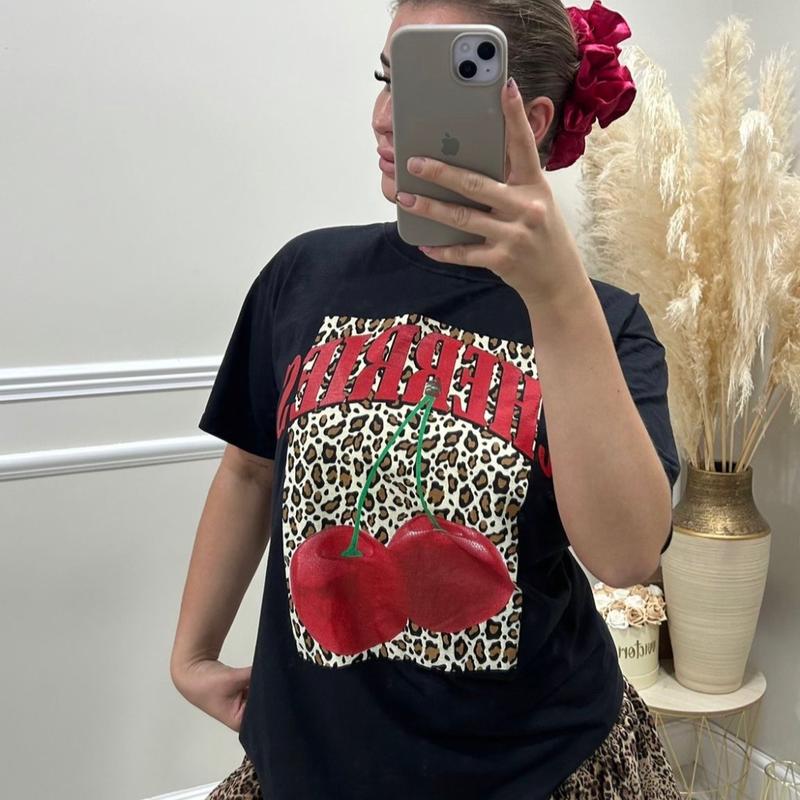 Leopard cherry oversized top  Womenswear Comfortable 5