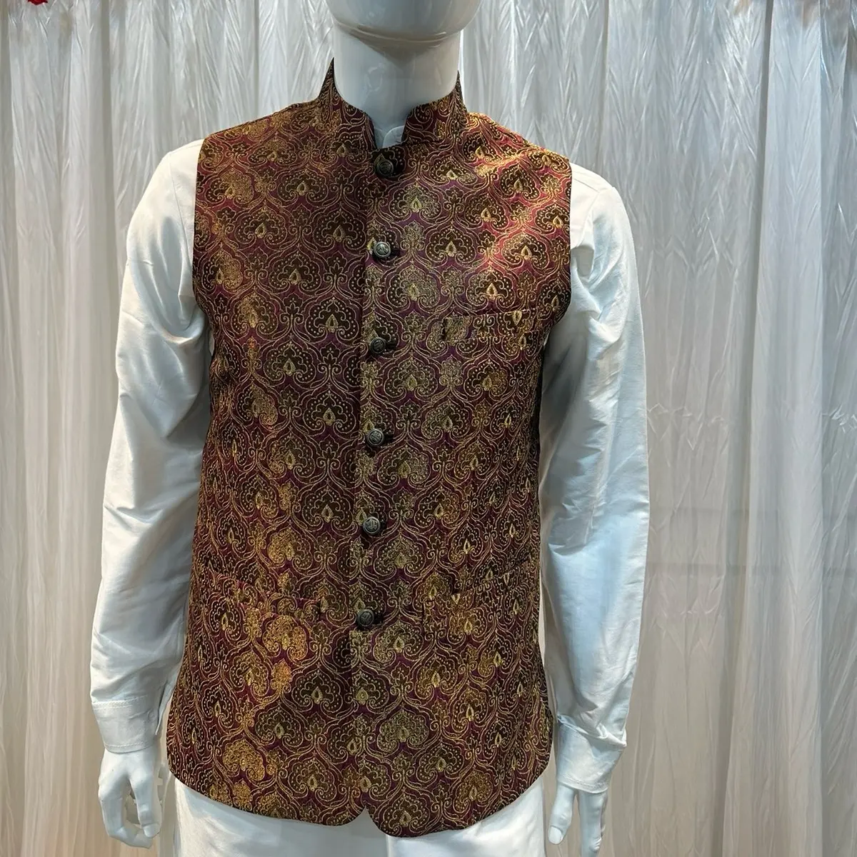 Menaal’s Jamawar Waist Coat for Men - Stylish Menswear - Tops