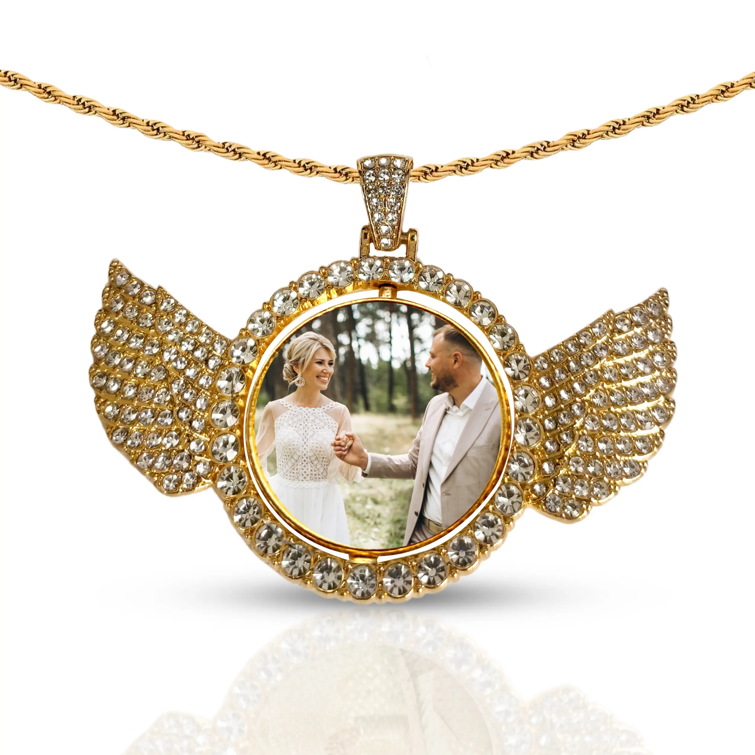 Personalised Memory Necklace Photo Pendant Custom Engraved Text for Men Women