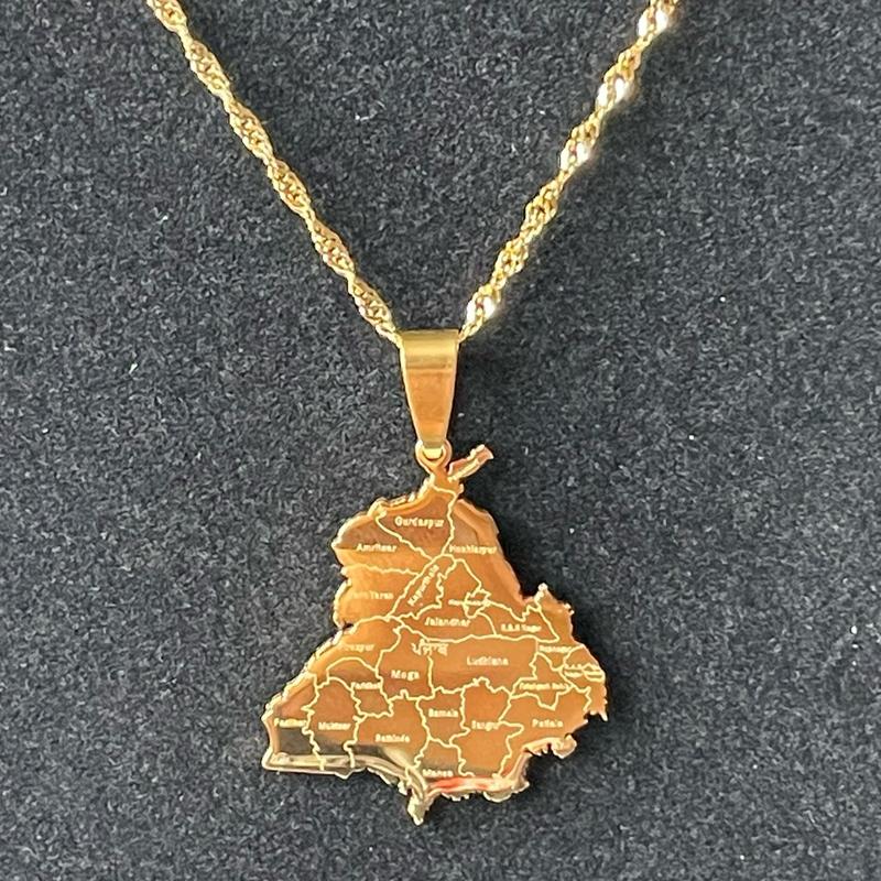 Engraved state of punjab map necklace 2