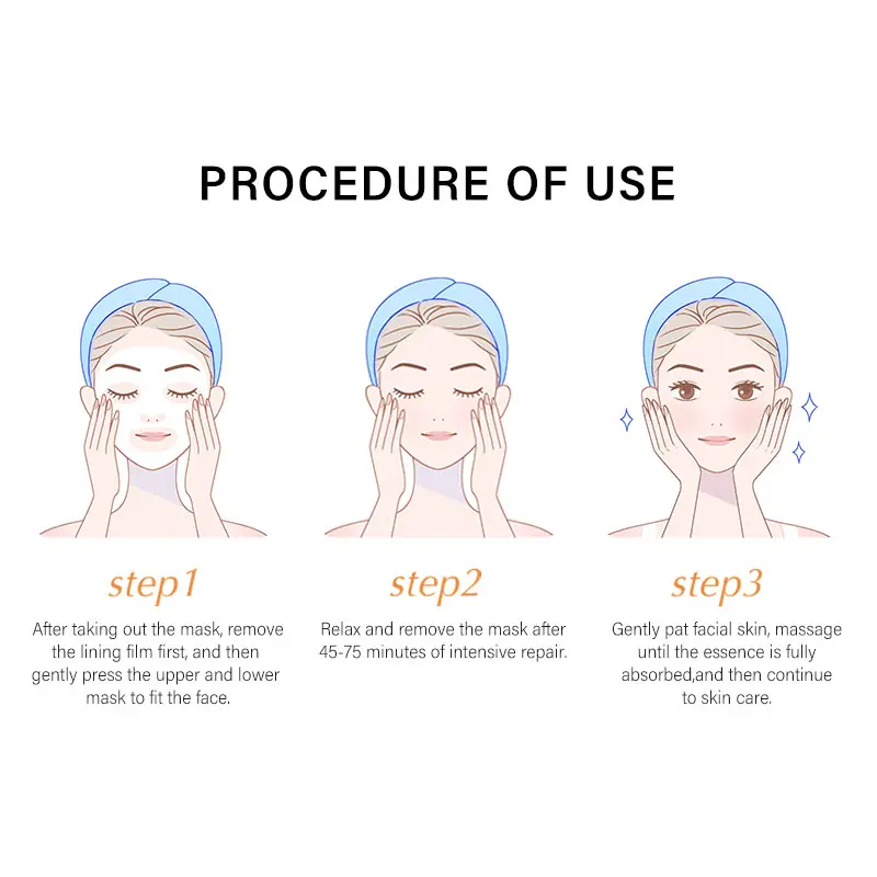 【Angel Silk】6pcs Deep Collagen Overnight Mask Facial Hydroge Masks with low molecular weight collagen for elasticity, firming, and moisturizing 6