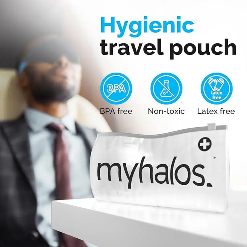 MyHalos 100% Blackout Sleep Masks for Women & Men - Zero Eye Pressure Eye Mask for Sleeping -Our Halo Sleep Mask Includes a Storage Pouch- Black Eye Mask for Travel or Blindfold 4