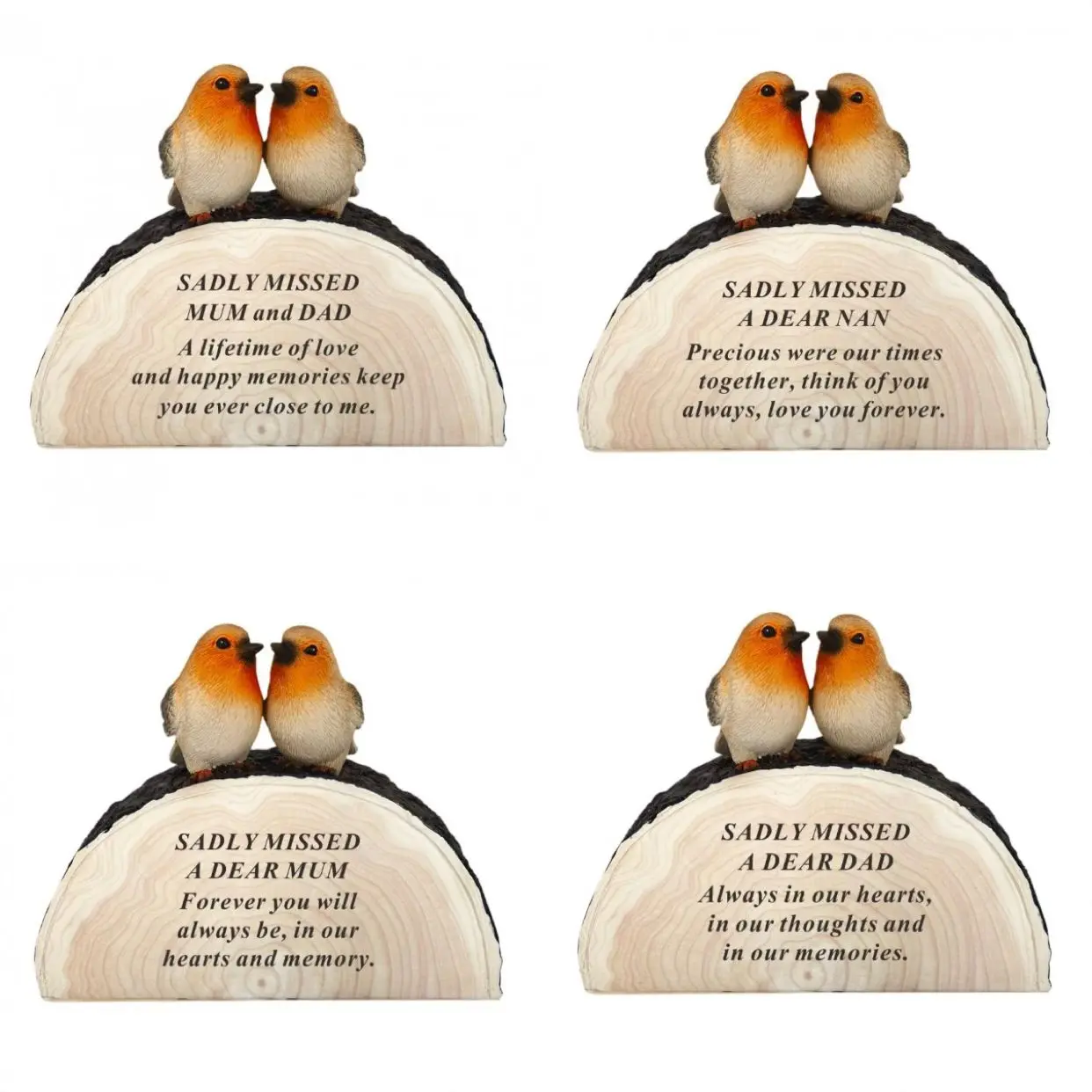 Memorial All Year Round Robins On A Log graveside plaques